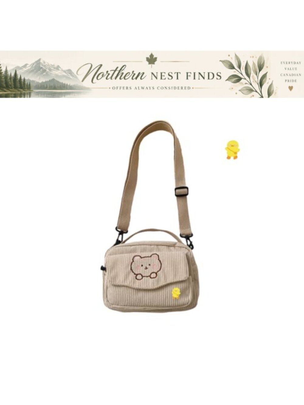 Corduroy Crossbody Bag Mini Kawaii Purse Adj Strap Small Cute